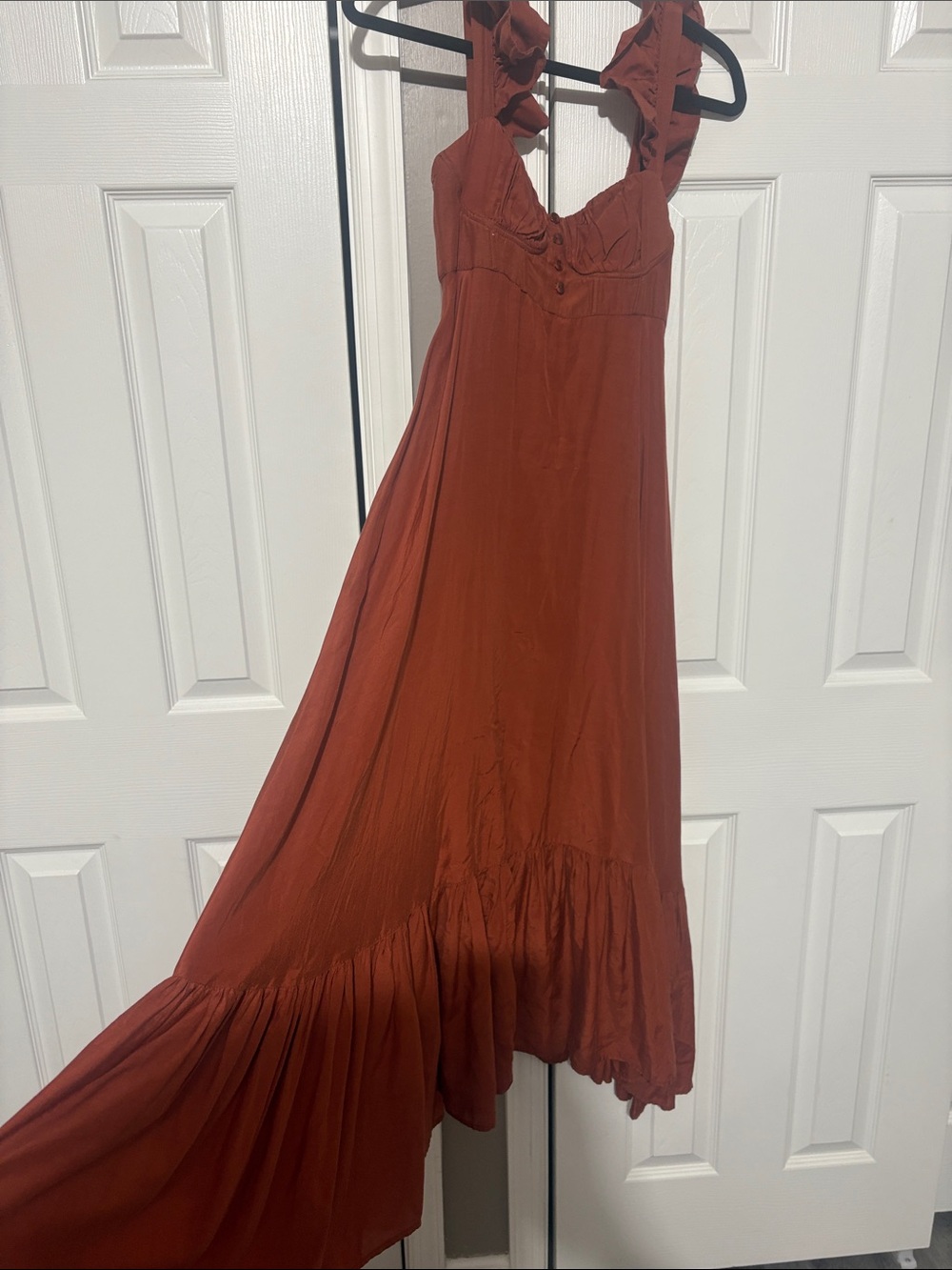 FARM Rio Rust Ruffle-Shoulder Maxi Dress - Picture 3 of 13